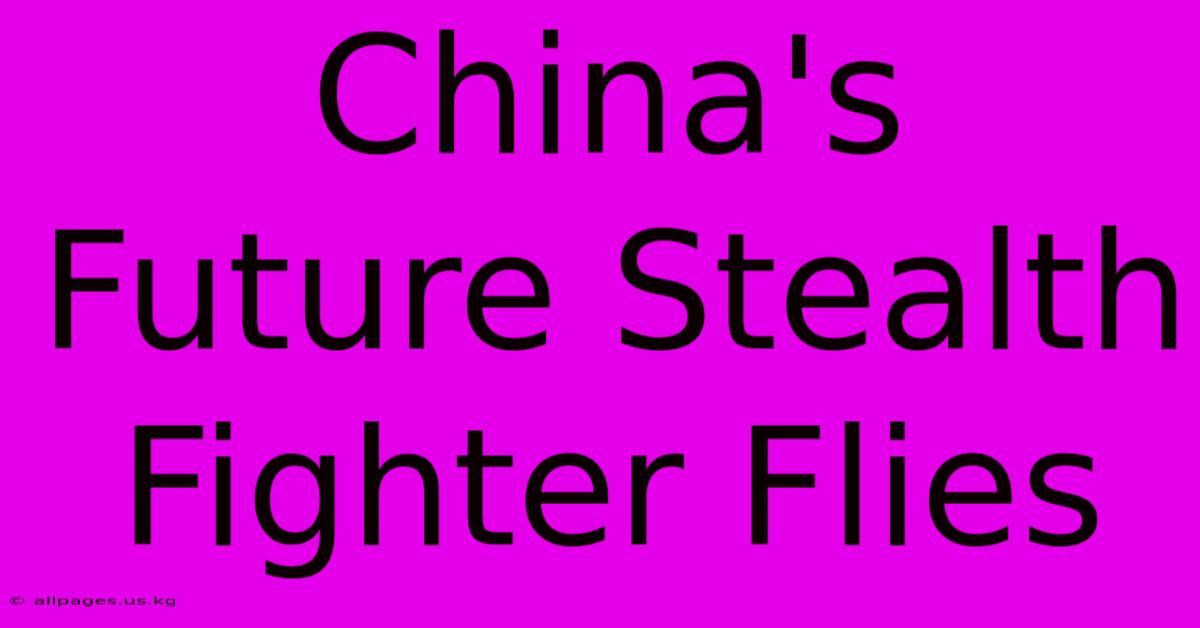 China's Future Stealth Fighter Flies