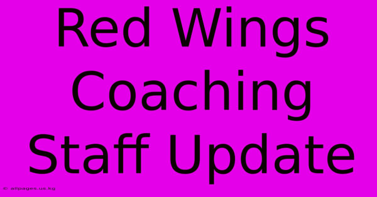 Red Wings Coaching Staff Update